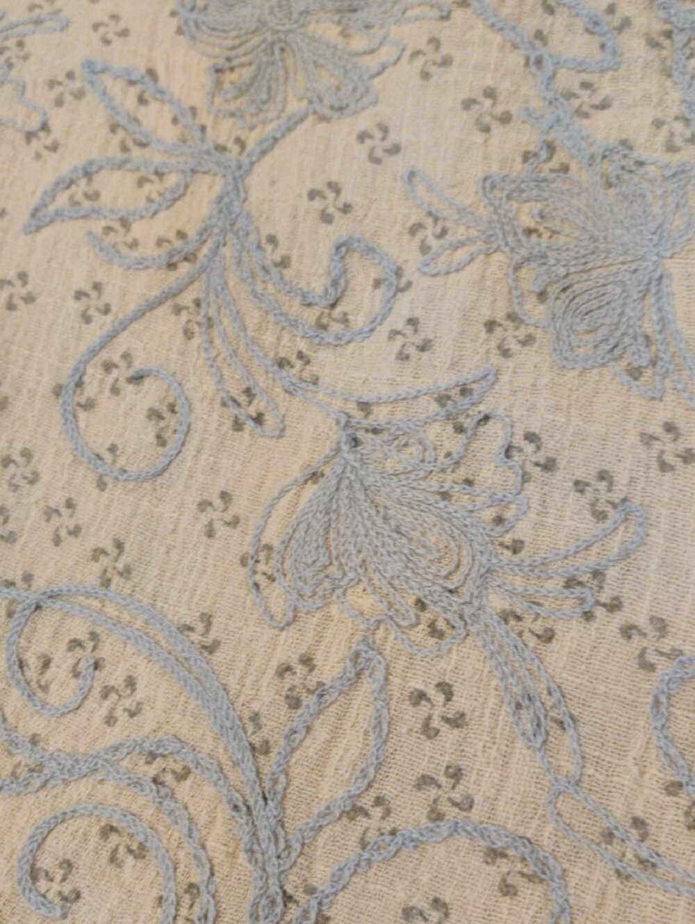 Trinity Crochet-Trim Paisley Tank - Cream & Blue - Picture 7 of 13